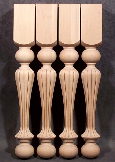 Gambe di legno per tavolo bellissime, con motivo fresato speciale, TL33