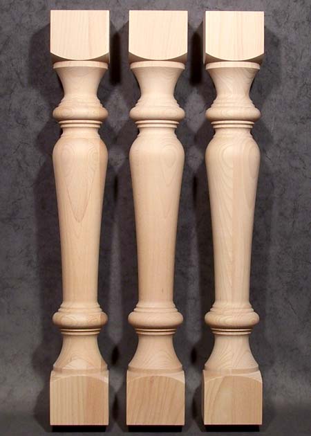 Gambe di legno per tavolo con forma a cono, con parti squadrate alle due estremità, TL90