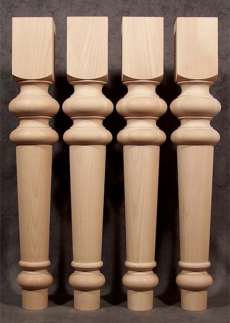 Gambe di legno per tavolo con motivo tradizionale, con anelli schiacciati di grosso diametro, TL63