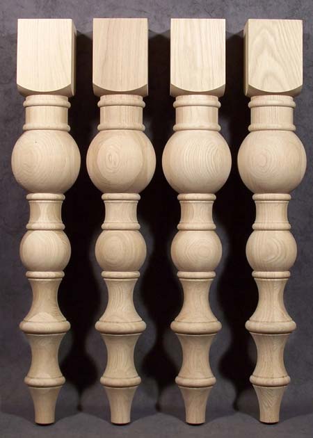 Gambe di legno per tavolo con sfera più grande e anelli, rovere, TL87