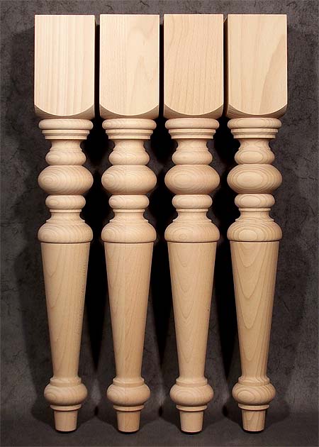 Gambe di legno per tavolo con splendida forma a cono e sfere schiacciate, TL80