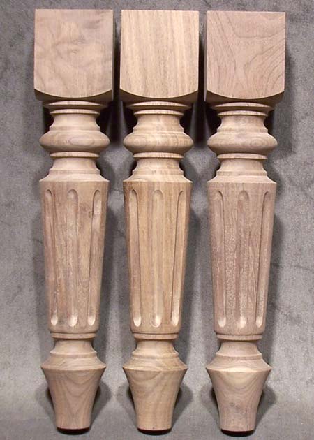 Gambe di legno per tavolo di piccole dimensioni con fresature decorative, noce nero, TL12