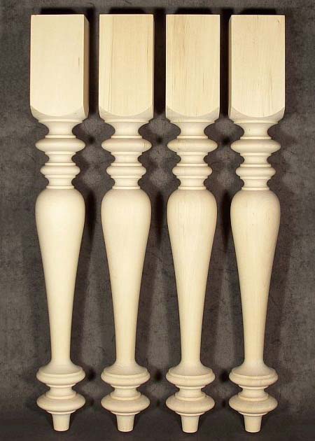 Gambe per tavoli in legno con splendida forma arcuata, tiglio, 9x9cm, TL39