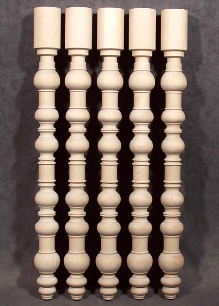 Gambe per tavoli in legno in stile marocchino, con sfere ed anelli, betulla, TL67