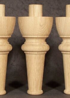 Piedi per mobili in legno con elegante forma tornita, quercia, GM16