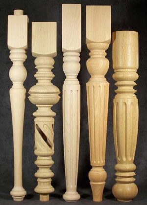 Gambe per tavoli in legno in varie specie di legno, con misure differenti, TL015