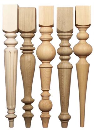 Gambe per tavoli in legno in varie specie di legno, quercia, faggio, gleditsia, TL014